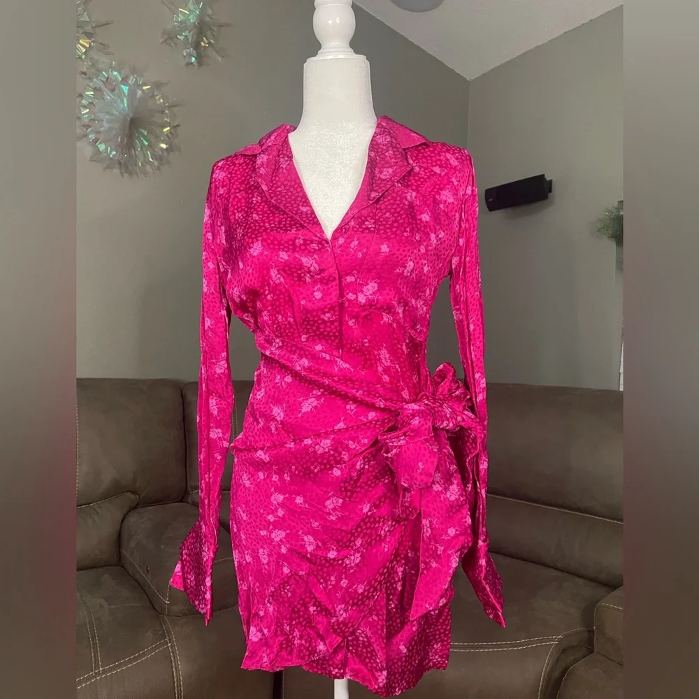 NWT Acler Evanston Satin Sheen Wrap Mini Dress Sz 2 Valentines Date Gift Party - Picture 6 of 16